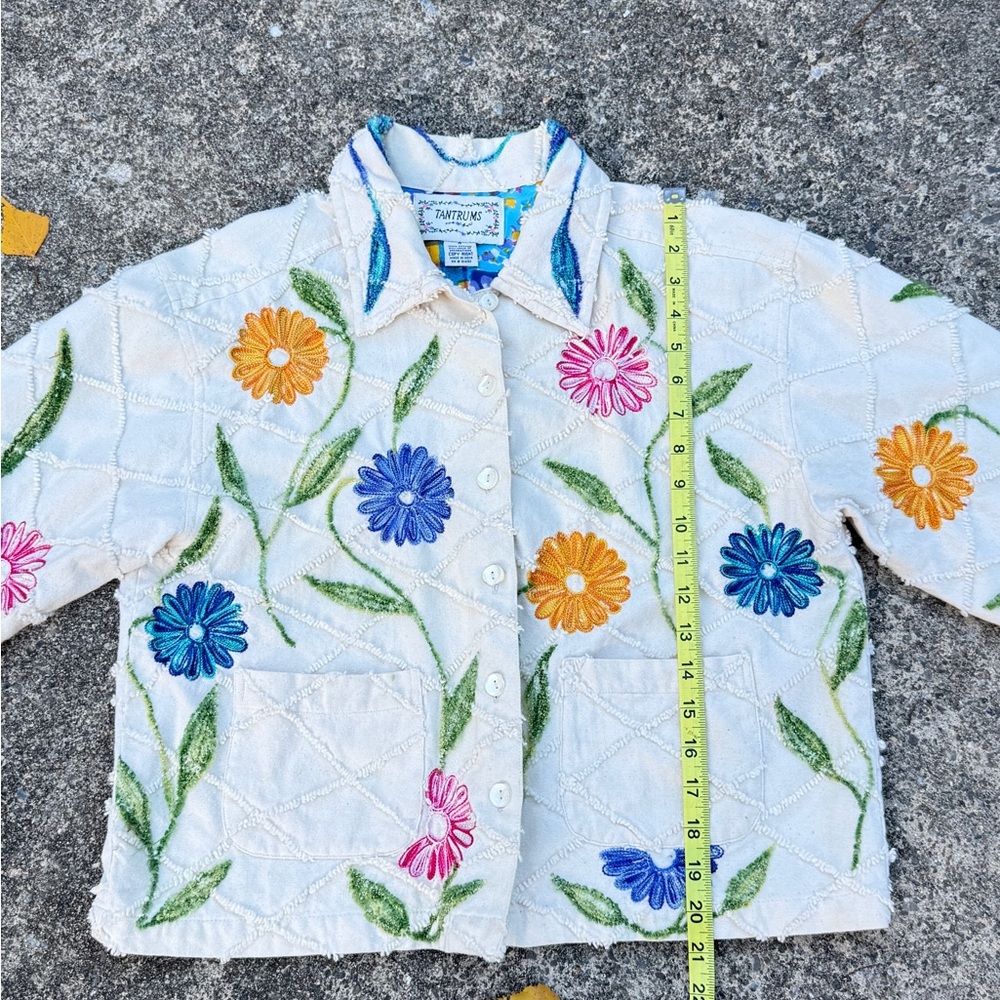 Tantrums White Floral Embroidered Bomber Jacket - Picture 11 of 12